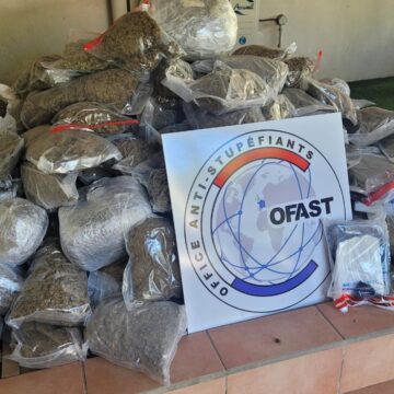 Saisie de stupéfiants dans le sud de la Guadeloupe, novembre 2025. Les ballots de cannabis et de cocaïne, ici disposés après leur interception, provenaient d'une filière active entre la Dominique et la Guadeloupe. Photo : Police nationale de Guadeloupe Saisie de stupéfiants dans le sud de la Guadeloupe, novembre 2025. Les ballots de cannabis et de cocaïne, ici disposés après leur interception, provenaient d'une filière active entre la Dominique et la Guadeloupe. Photo : Police nationale de Guadeloupe