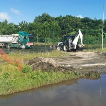 Début des travaux de rénovation au terrain de basket du complexe Michel Benjamin à Lauricisque. Photo: La Ville de Pointe-à-Pitre Début des travaux de rénovation au terrain de basket du complexe Michel Benjamin à Lauricisque. Photo: La Ville de Pointe-à-Pitre